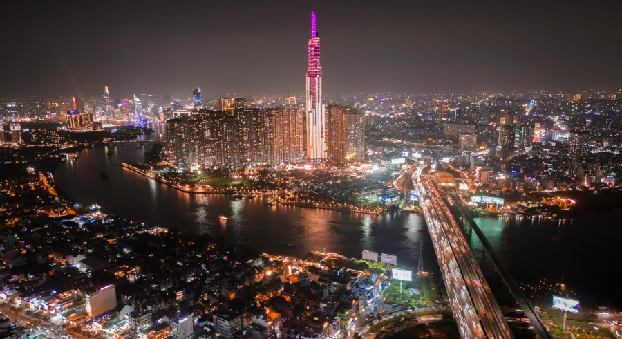 saigon aerial view night