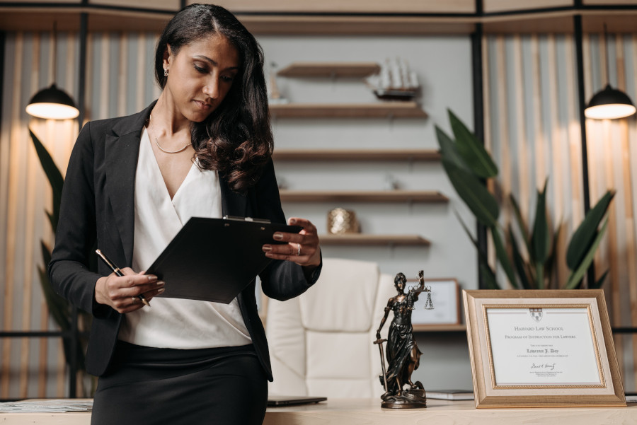 foreign lawyer in her office